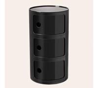 WEIDPHL Table De Chevet Ronde, Table De Chevet avec 3 Tiroirs, Table D'appoint, Armoire De Rangement avec Porte Coulissante pour Salon, Chambre À Coucher, Salle De Bain,Noir