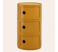 WEIDPHL Table De Chevet Ronde, Table De Chevet avec 3 Tiroirs, Table D'appoint, Armoire De Rangement avec Porte Coulissante pour Salon, Chambre À Coucher, Salle De Bain,Turmeric