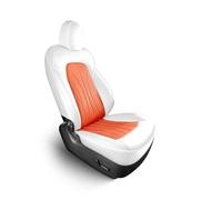WEIFANAA Housse Siège Voiture pour Tesla pour Modèle Y pour 3 Couverture Complète De Siège Ventilation avec 10 Ventilateurs pour Un(White Orange,2Pcs Passenger)