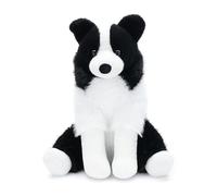 WEIGEDU Peluche Border Collie Chien Chiot Noir et Blanc réaliste et Doux, Animal de Ferme en Peluche pour Enfants, Filles, garçons, Anniversaire
