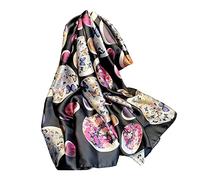WEIGEER Écharpe en soie Silk Scarf Women Chiffon Shawl Lotus Scarf White Long Foulard en soie femmes châle rose foulard rose foulard tête foulard mince femmes châle plage châle (Noir/Violet)