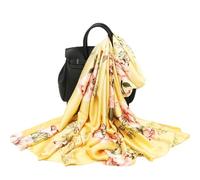WEIGEER Silk Scarf Women Chiffon Shawl Stain Neckerchief Long Head Wrap Lightweight Scarf Ladies Hijab Belt Vintage Bridal Shawl Chiffon Scarf Muslim Cloth floral Christmas Scarf