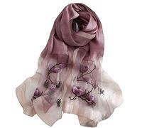 WEIGEER Silk Scarf Women Seidenschals Damen Shawl Satin Natural Pure Hijab Thin Masks Silk Cloth Luxury Binder Senior Handmade Seidentuch Damen Muslin Lotus Beach Scarf Purple 180 * 70CM