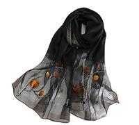WEIGEER Silk Scarf Women Seidenschals Damen Shawl Satin Natural Pure Hijab Thin Masks Silk Cloth Luxury Binder Senior Handmade Seidentuch Damen Muslin Lotus Beach Scarf Black 180 * 70CM