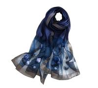 WEIGEER Silk Scarf Women Seidenschals Damen Shawl Satin Natural Pure Hijab Thin Masks Silk Cloth Luxury Binder Senior Handmade Seidentuch Damen Muslin Lotus Beach Scarf 180 * 70CM (Bleu)