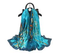 WEIGEER Silk Scarf Women Shawl Blue Scarf Stain Neckerchief Head Wraps Thin Scarf-tête longue enveloppement fin écharpe plage femmes ceinture vintage mariage châle cravate foulard (Sky Blue)
