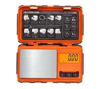Weight Balance de précision for bijoux (0,01 g) - Balance de poche portable avec revêtement en caoutchouc for or et pierres précieuses, capacité multiple(Orange200g/0.01g)