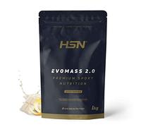 Weight Gainer and Muscle Mass of HSN | Evomass 2.0 | Weight Gainer : Carbohydrates (Maltodextrine + Farine d'avoine) + Whey Protein | Vegetarian, Saveur Chocolat Blanc et Citron, 1Kg
