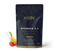 Weight Gainer and Muscle Mass of HSN | Evomass 2.0 | Weight Gainer : Carbohydrates (Maltodextrine + Farine d'avoine) + Whey Protein | Vegetarian, Saveur Fraise-Banane, 1Kg