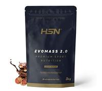 Weight Gainer and Muscle Mass of HSN | Evomass 2.0 | Weight Gainer : Carbohydrates (Maltodextrine + Farine d'avoine) + Whey Protein | Vegetarian, Saveur Chocolat Noisette, 3Kg