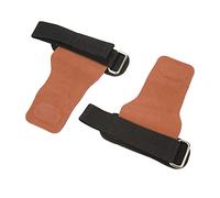 Weight Lifting Grips with Wrist Straps Premium Double Layer Cowhide Gym Gloves for Deadlifts Pull Ups Strength Training Bodybuilding Neutral Man Woman One Size (Brun)