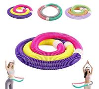 Weighted Soft Hula Circle for Adults - 3.3lb Foldable Fitness Hoop, Spring Soft Hula, Foldable FitnessHula, Core Workout, Portable Waist Slimming Exercise Equipment for Home & Travel (Yellow,1.2kg)