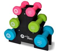 Apollo Set Haltères Musculation Courts | Poids Fitness, 2x1kg, 2x2kg, 2x3kg | Support d'Haltères Inclus Kit Musculation | Set Haltères Femmes & Hommes | Dumbbell | 1kg, 2kg, 3kg