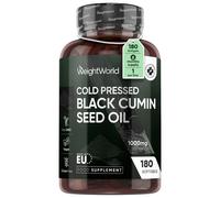 Huile de Nigelle Cumin Noir 1000mg - 180 Gélules Vegan pour 6 Mois, Huile de Graines de Cumin Noir Pressé à Froid, Poudre de Nigella Sativa, Soucre d'Omega 3, 9, Vitamine C, Minéraux, Fabriqué en UE