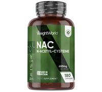 NAC N-Acétyl-Cystéine 600mg -180 Gélules Vegan Pour 6 Mois - Acide Aminé L-cystéine, Gluthation, Source Végétale - N Acétylcystéine Biodisponible, Sans OGM & Gluten - Routine Active & Fabriqué au UK