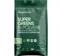 Super Greens en Poudre Bio 200g 40 Portions - 9 Super Aliments Riche en Vitamines & Minéraux - Poudre de Maca, Guarana, Matcha Bio, Chlorella Chlorophylle, Baobab, Herbe de Blé, Acai, Orge, Lin
