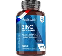WeightWorld - Zinc Bisglycinate - Peau, Cheveux, Ongles, Os... - 400 Comprimés