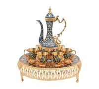 WEIGR Ensemble de Théières Turques 280 ml, Ensemble Thé ou Café Vintage comprenant 6 Tasses à Thé (6 x 25 ml), Ensemble décoratif de Tasses à Café pour Table à Thé, pour Thé et Café Maison (Bleu Foncé