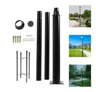 WEIGR Mât de Lampadaire Solaire Extérieur, Poteau d’Éclairage de Rue en Acier Galvanisé avec Cadre de Fondation, Support Résistant aux Intempéries pour Jardin, Terrasse, Allée, Parking et Cour (3m)