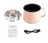 WEIGR Poêle électrique 600 W Hot Pot Ramen Cooker, antiadhésif Cooking Pot avec panier à vapeur, poêle électrique portable multifonction pour maison, bureau et dortoir (rose)