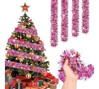 Weihnachten Lametta Girlande, Lametta Weihnachtsbaum, 10Stück x 2M Girlande Christmas, für Treppengeländer Kamine Outdoor Dekoration(Rose)