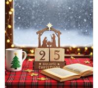 Weihnachts Countdown - 25 Tage Weihnachtskrippe Holz Kalender | 4,41 x 2,36 x 7,09 Zoll Deko Figuren Set pour Tisch Wohnzimmer Schlafzimmer Heimdekoration