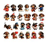 Weihnachts-Dackel-Kalender, 24 Acryl-flache niedliche Ornamente | Kinder-Weihnachts-Countdown-Kalender für Party, Büro, Auto, Zuhause, Zimmer, Klassenzimmer, Schule, Wohnheim, Wohnung