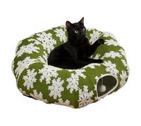 Weihnachts Katzen Tunnel Schlafbett | 1 pièce lavable Donut Katzenbett Mit Tunnel | Weiches Kätzchen Kissen Für Winter, Schlafen Und Spielen, Zuhause, Wohnzimmer, Balkon Oder Schlafzimmer
