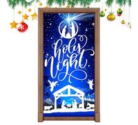 Weihnachts Türschmuck - Heilige Nacht-Weihnachtsbehang-Banner | Krippenszene Heilige Nacht Haustür-Hintergrund, Winter-Weihnachts-Türabdeckung Für Neujahr Drinnen Draußen Haustür-Partyzubehör