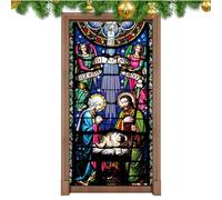 Weihnachts Türschmuck - Heilige Nacht-Weihnachtsbehang-Banner | Krippenszene Heilige Nacht Haustür-Hintergrund, Winter-Weihnachts-Türabdeckung Für Neujahr Drinnen Draußen Haustür-Partyzubehör