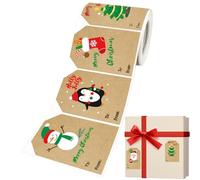 Weihnachtsanhänger - Weihnachtscartoon 250-teilig Entfernbar, Feiertagsverpackung Namensschild Aufkleber, Roll Of Christmas Tag | Für Erwachsene Jugendliche Kollegen Geburtstag Feiertag Party Basteln