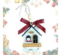 Weihnachtsbaumschmuck Neues Zuhause, Zuhause Weihnachtsschmuck, 2024 Neues Haus Neuanfang, Holz-Neuhaus-Weihnachtsschmuck, 2D-Neuhaus-Neuanfangsdekoration für den Weihnachtsbaum