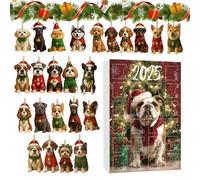 Weihnachtskalender Countdown - 2D Acryl Hund Dekoration Mit 24 Tagen, Lustige Weihnachtsdeko Für Tierliebhaber | Advent Countdown Ornament Für Weihnachtsbaum Kamin Fenster Tür Wand Und Büro Dekoration