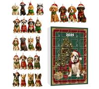 Weihnachtskalender Countdown - 2D Acryl Hund Dekoration Mit 24 Tagen, Lustige Weihnachtsdeko Für Tierliebhaber | Advent Countdown Ornament Für Weihnachtsbaum Kamin Fenster Tür Wand Und Büro Dekoration
