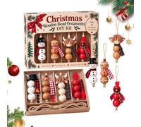 Weihnachtsschmuck Bastelset Perlen Handgemachtes DIY Perlenprojekt Set | Weihnachtsbaumschmuck Holzperlen Anhänger Set Frauen und Männer Schreibtisch Wohnzimmer Büro
