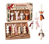 Weihnachtsschmuck Bastelset Perlen Handgemachtes DIY Perlenprojekt Set | Weihnachtsbaumschmuck Holzperlen Anhänger Set Frauen und Männer Schreibtisch Wohnzimmer Büro
