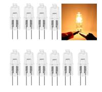 WeiHong Ampoule halogène G4,12V 10W/20W 2800K Blanc Chaud 2 broches halogènes Lumière,G4 Lampe à Capsule Transparente Pour les lustres en cristal,cuisine,salon.10 Pièces (10, Watts)