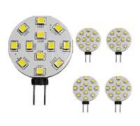 WeiHong Ampoules LED G4 2W Remplacement des ampoules halogènes 20W, AC/DC 12V 24V 220 lumens Disco LED Bi-Pin, broche latérale JC,Sans scintillement et Anti-EMI (5, blanc)