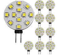 WeiHong Ampoules LED G4 2W Remplacement des ampoules halogènes 20W, AC/DC 12V 24V 220 lumens Disco LED Bi-Pin, broche latérale JC,Sans scintillement et Anti-EMI (10, blanc chaud)