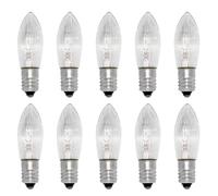 WeiHong Pack of 10 E10 34V 3W Candle Bulbs, E10 Small Screw Base,30LM Warm White 2700K, Candles Bulb Replacement for Fairy Lights, Candlestick, Ark Light, Christmas Garlands