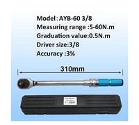 WEIJICUI Adaptateur Dynamométrique e coupe 1/4 "3/8" 1/2 "Touche réglable Outils réparation vélos à la main(AYB-60)