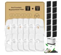 WEIKEY Filtre de Fontaine à Eau 12 Pièces, Filtres de Remplacement pour 2,5L Dockstream Fontaine à Eau pour Chat PLWF005, PLWF115, PLWF105 oz avec Charbon Actif & Résine con Triple Filtration