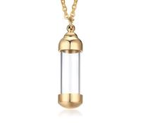 weikui Collier avec pendentif en forme de fiole en verre et en acier inoxydable - Avec pendentif urne funéraire, 43x12mm, Acier inoxydable, acier inoxydable