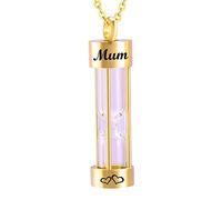 weikui Collier funéraire en forme de sablier doré pour cendres en acier inoxydable - Médaillon souvenir - Urne commémorative pour papa, maman, grand-mère, Métal