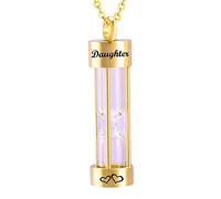 weikui Collier funéraire en forme de sablier doré pour cendres en acier inoxydable - Médaillon souvenir - Urne commémorative pour papa, maman, grand-mère, Métal