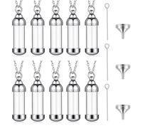 weikui Lot de 10 pendentifs en forme de fiole en verre argenté/doré en acier inoxydable - Urne funéraire - Pendentif en forme de sang - Pour mettre les cendres dans un tube - Urne souvenir, 43x12mm