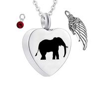 weikui Lot de 12 colliers urne pour cendres I Love You to The Moon and Back avec pendentif en forme d'aile d'ange avec pierre de naissance, 20 x 25 mm, Métal