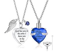 weikui Lot de 2 colliers urne funéraires en forme de cœur avec médaillon sculpté en acier inoxydable étanche avec pierre de naissance et kit de remplissage « Always on My Mind-Forever in my heart