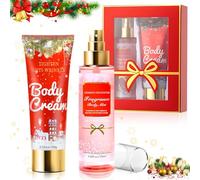 WEILAOK Coffret Cadeau Noel Femme, Coffret Femme Noel, coffret de noel con Brume Parfumée femme et Creme Hydratante Corps, Fresh and Light, Parfum Longue Durée, 2 Pièces