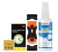 WEILAOK Decolle Etiquette, Dissolvant Colle, Dissolvant Silicone, Livré Avec un Grattoir Polyvalent un Glue Removal Wipes pour Rapidement Etiquettes Tenaces, Autocollants, Résidus de Colle-100ml